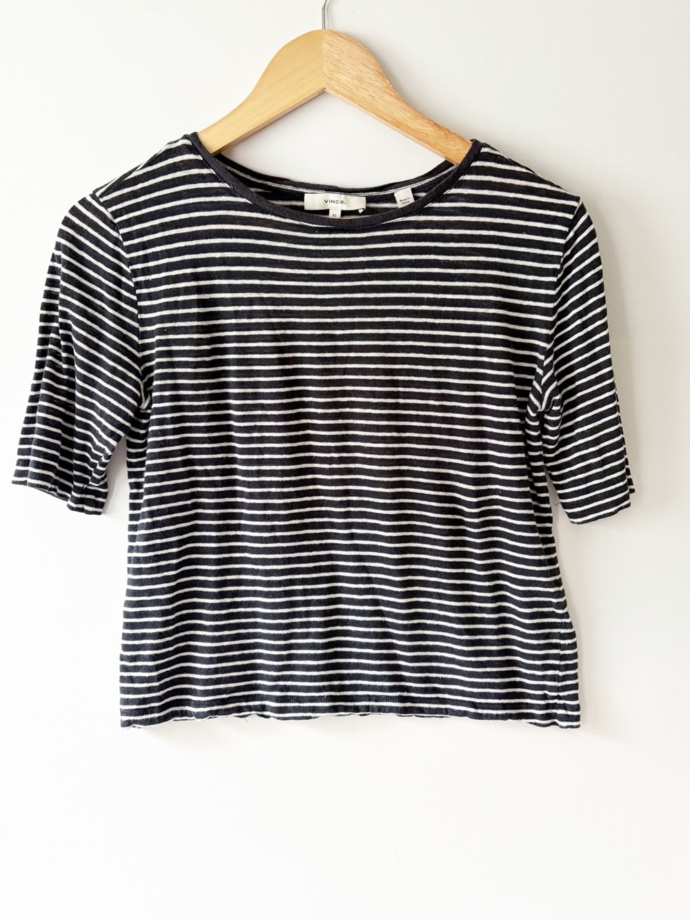 Vince Navy Blue and White Striped Short Sleeve Tee Size XS